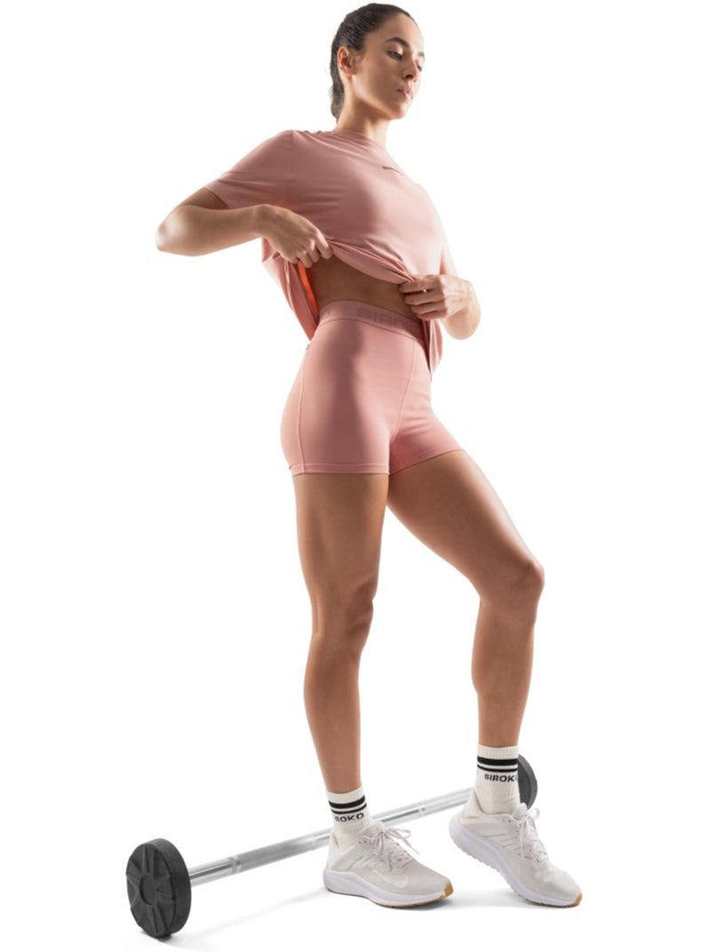 Calções justos e curtos de treino para mulher Coral - Kiabi