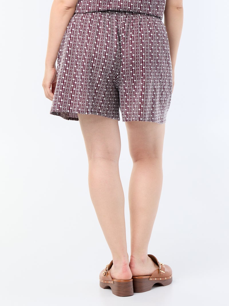 Calções largos com estampados bordados Rosa - Kiabi