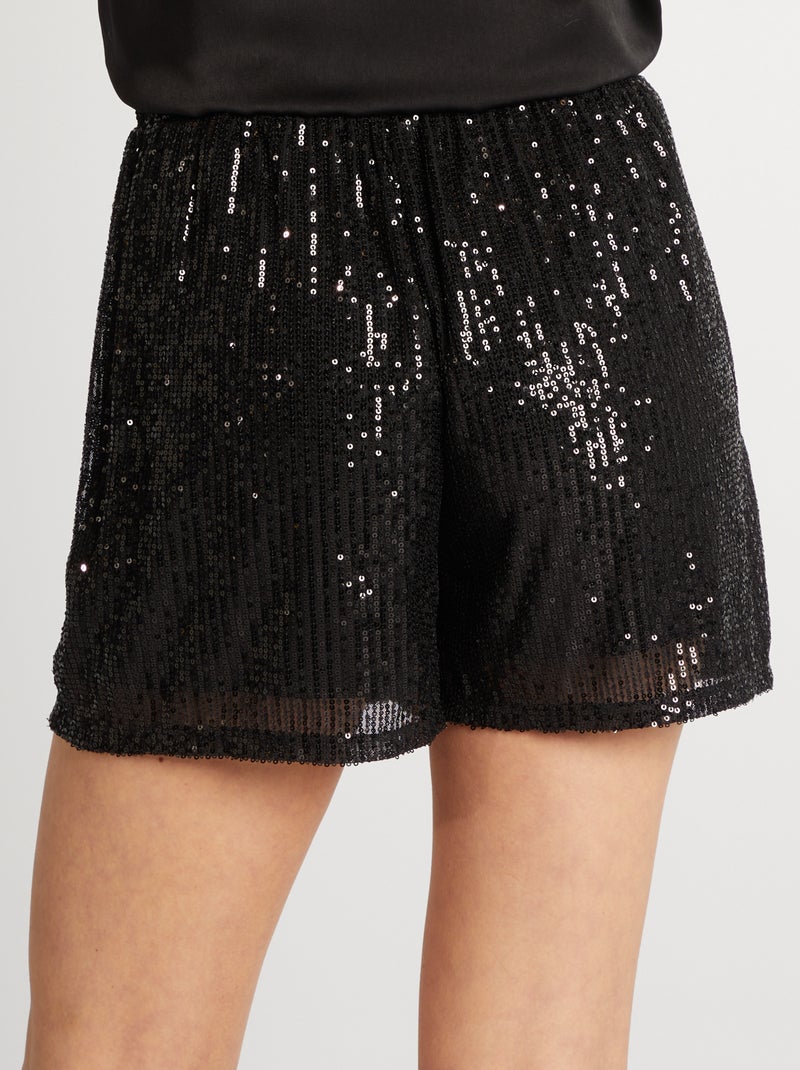 Calções largos com lantejoulas Preto - Kiabi