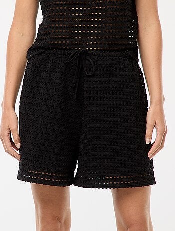 Calções largos em malha de croché