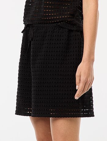 Calções largos em malha de croché