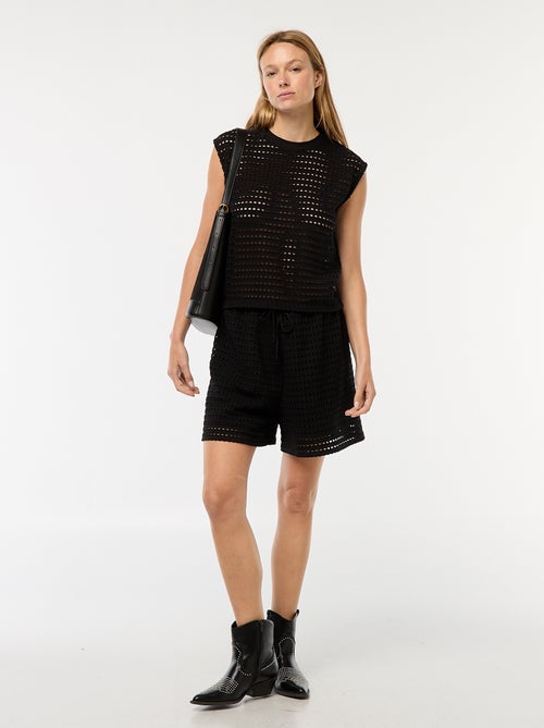 Calções largos em malha de croché - Kiabi