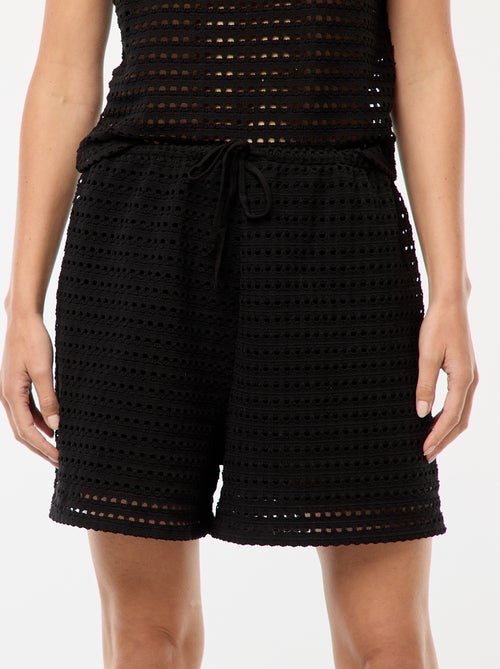 Calções largos em malha de croché - Kiabi