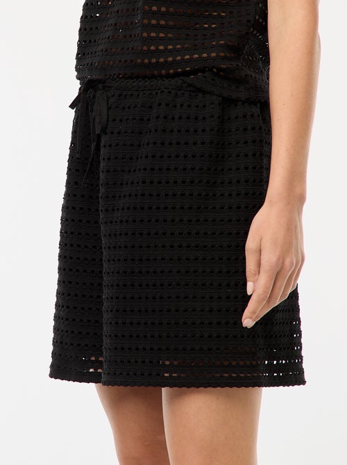 Calções largos em malha de croché - Kiabi