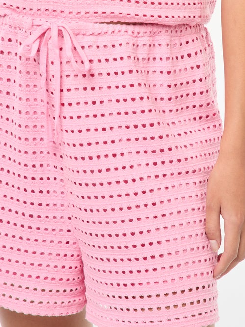 Calções largos em malha de croché - Kiabi