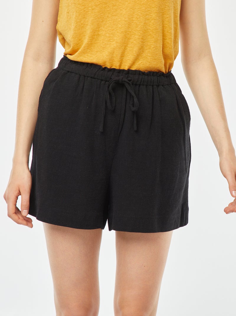 Calções leves com atilhos Preto - Kiabi