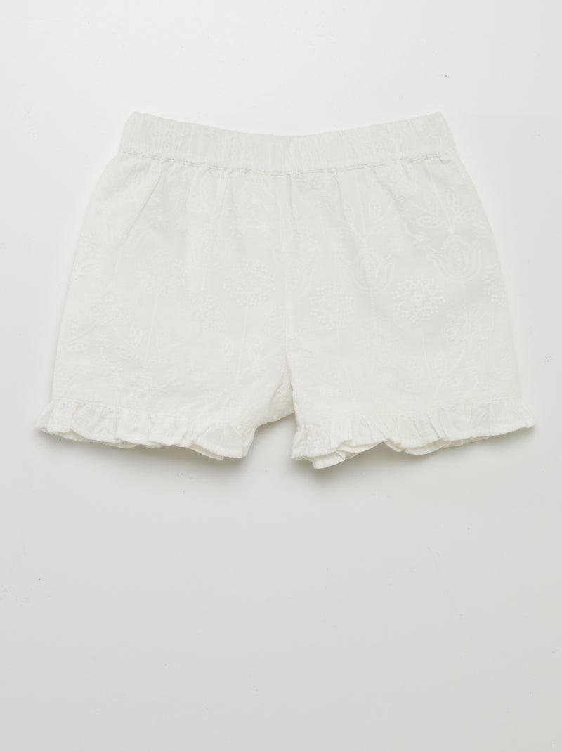Calções leves com bordado indiano Branco - Kiabi