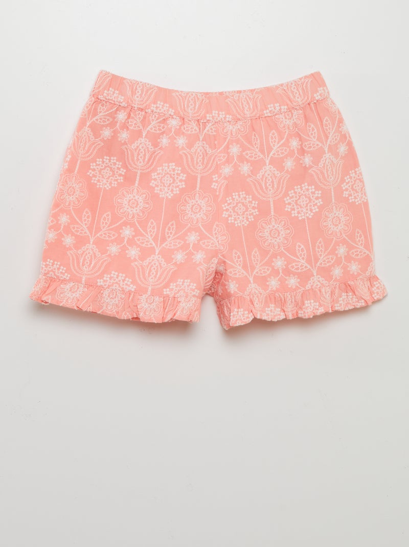 Calções leves com bordado indiano ROSA - Kiabi