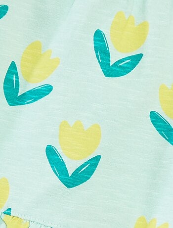 Calções leves com estampado e folhos