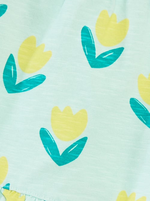 Calções leves com estampado e folhos - Kiabi