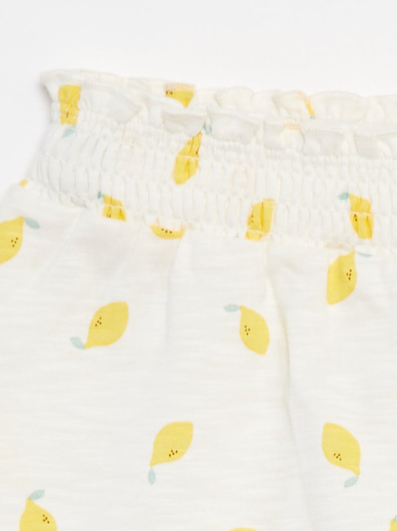 Calções leves com estampado e folhos BRANCO - Kiabi