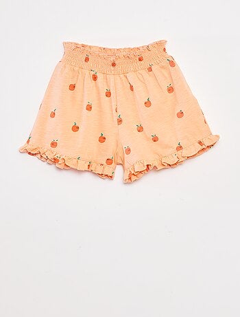 Calções leves com estampado e folhos