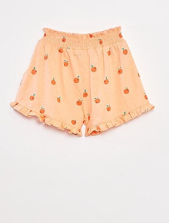 Calções leves com estampado e folhos