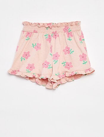 Calções leves com estampado e folhos