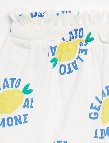 Calções leves com motivo e laço de fantasia