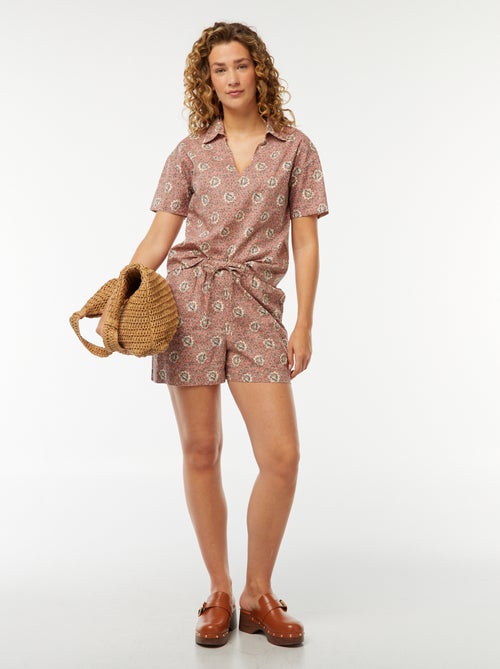 Calções leves com motivo floral - Kiabi