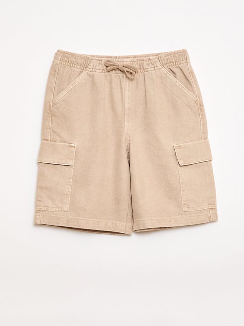 Calções lisos com cordão em algodão - Kiabi