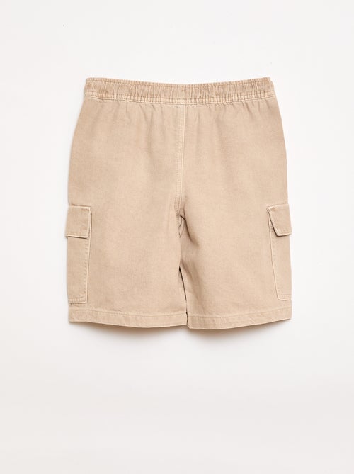 Calções lisos com cordão em algodão - Kiabi