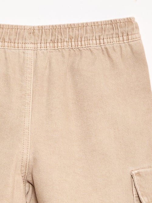 Calções lisos com cordão em algodão - Kiabi