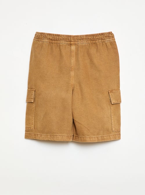 Calções lisos com cordão em algodão - Kiabi