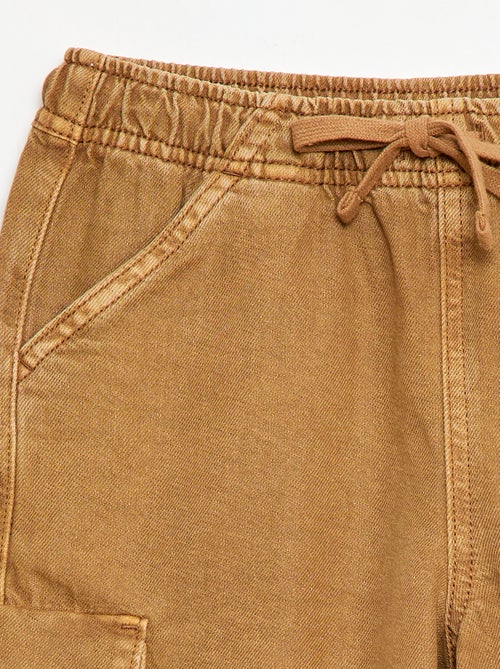 Calções lisos com cordão em algodão - Kiabi