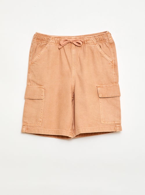 Calções lisos com cordão em algodão - Kiabi