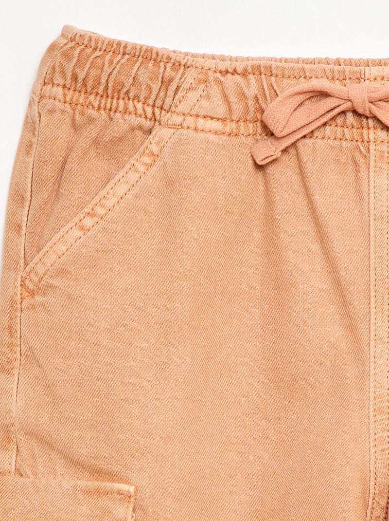 Calções lisos com cordão em algodão Laranja - Kiabi