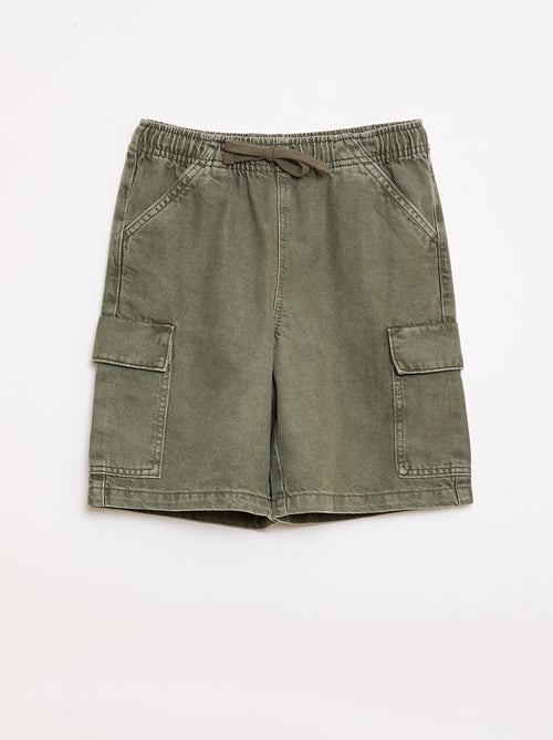 Calções lisos com cordão em algodão - Kiabi