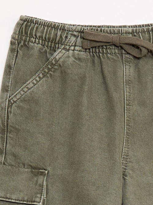 Calções lisos com cordão em algodão - Kiabi