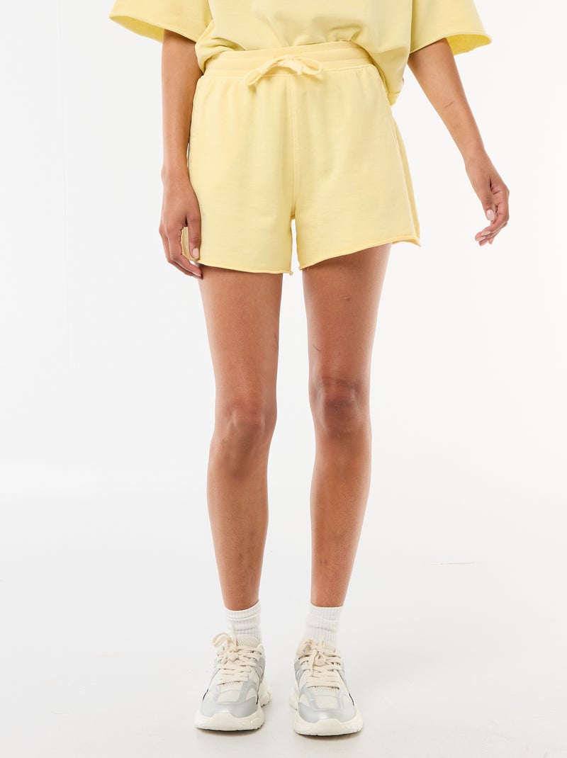 Calções lisos em French Terry Amarelo - Kiabi