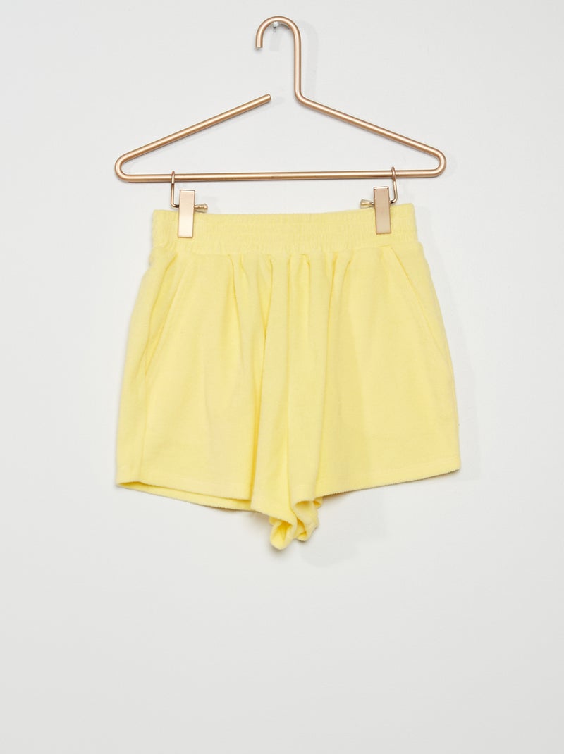 Calções lisos em malha felpa AMARELO - Kiabi