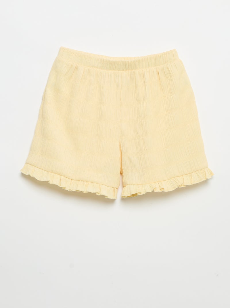 Calções lisos em malha gofrada Amarelo - Kiabi