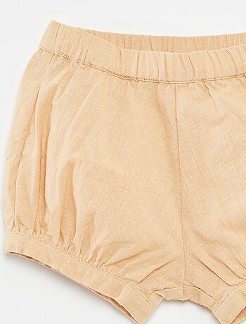 Calções lisos em mistura de linho