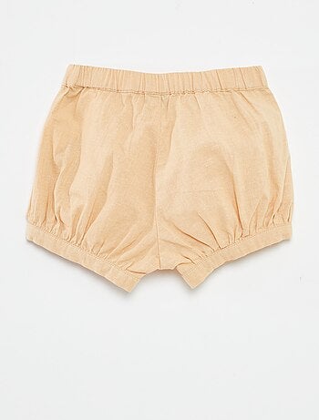 Calções lisos em mistura de linho