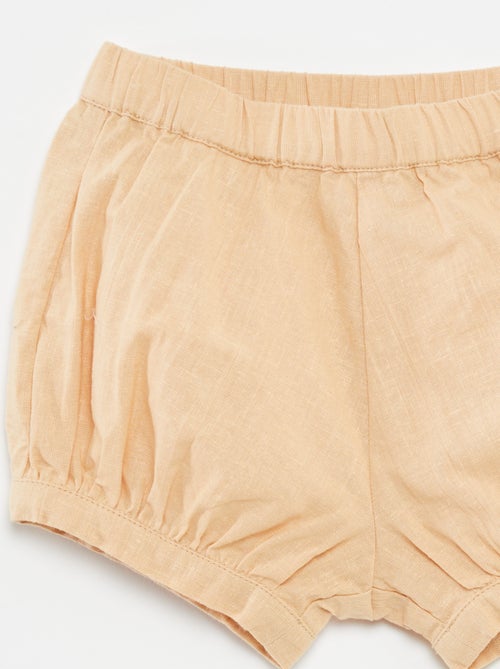 Calções lisos em mistura de linho - Kiabi