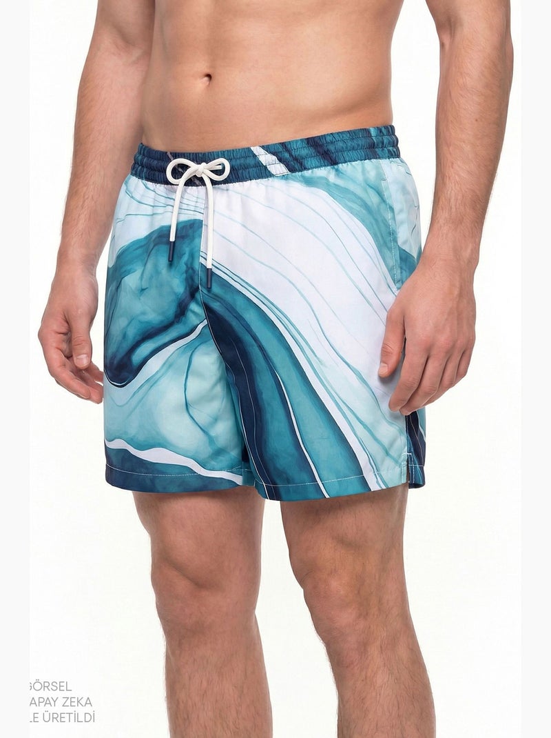 Calções marble de homem penti Azul-ultramar - Kiabi