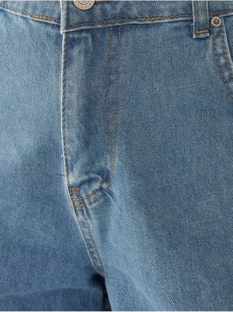 Calções mom fit com abertura hiccup Azul - Kiabi