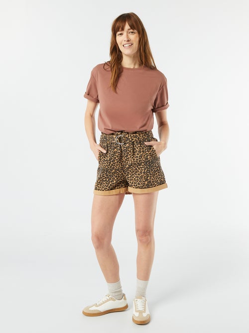 Calções paperbag com cinto - Kiabi