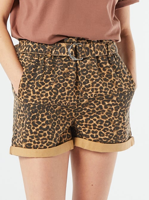 Calções paperbag com cinto - Kiabi