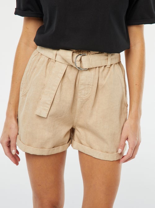 Calções paperbag com cinto - Kiabi