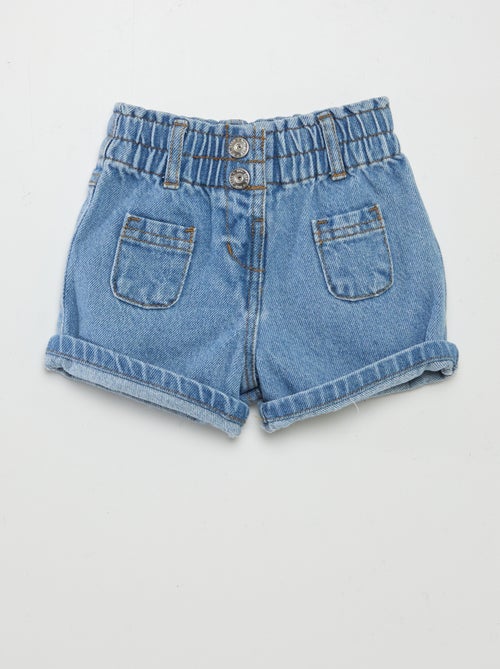 Calções paperbag de ganga - Kiabi