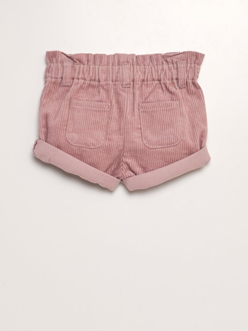 Calções paperbag em bombazina ROSA - Kiabi