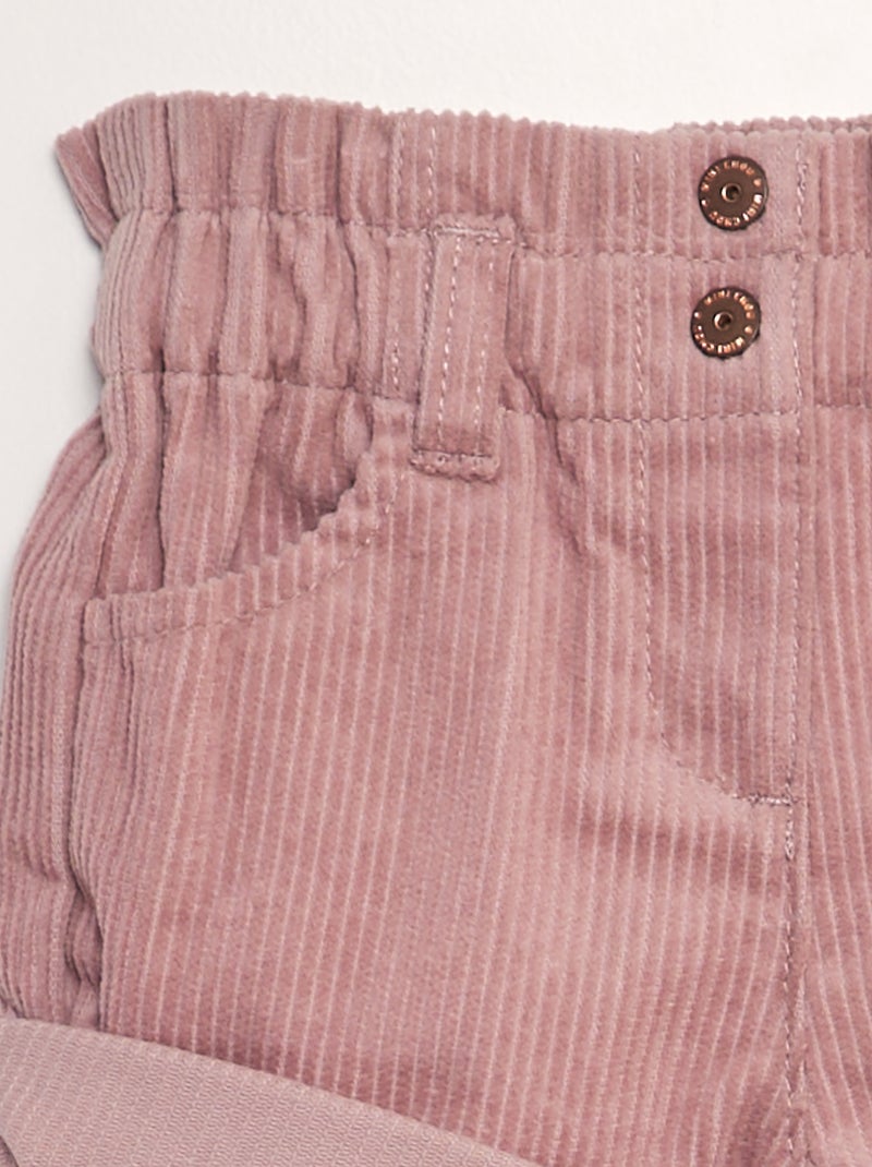 Calções paperbag em bombazina ROSA - Kiabi