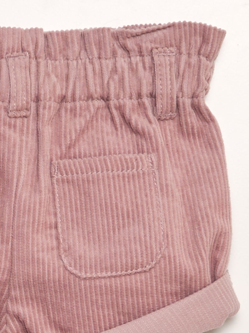 Calções paperbag em bombazina ROSA - Kiabi