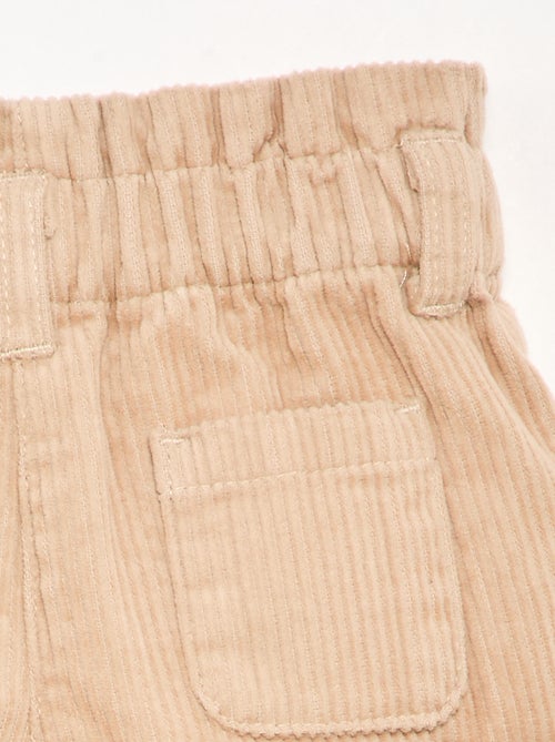 Calções paperbag em veludo canelado - Kiabi