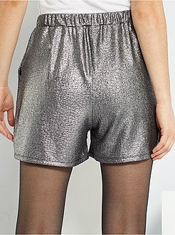 Calções prateados em lurex - Kiabi