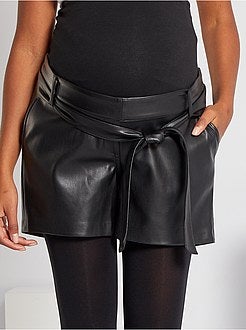 Calções pré-mamã em pele sintética - Kiabi