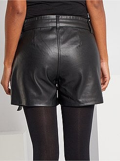 Calções pré-mamã em pele sintética - Kiabi