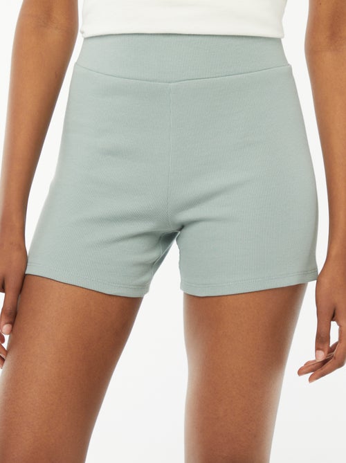 Calções tipo ciclista de malha canelada - Kiabi