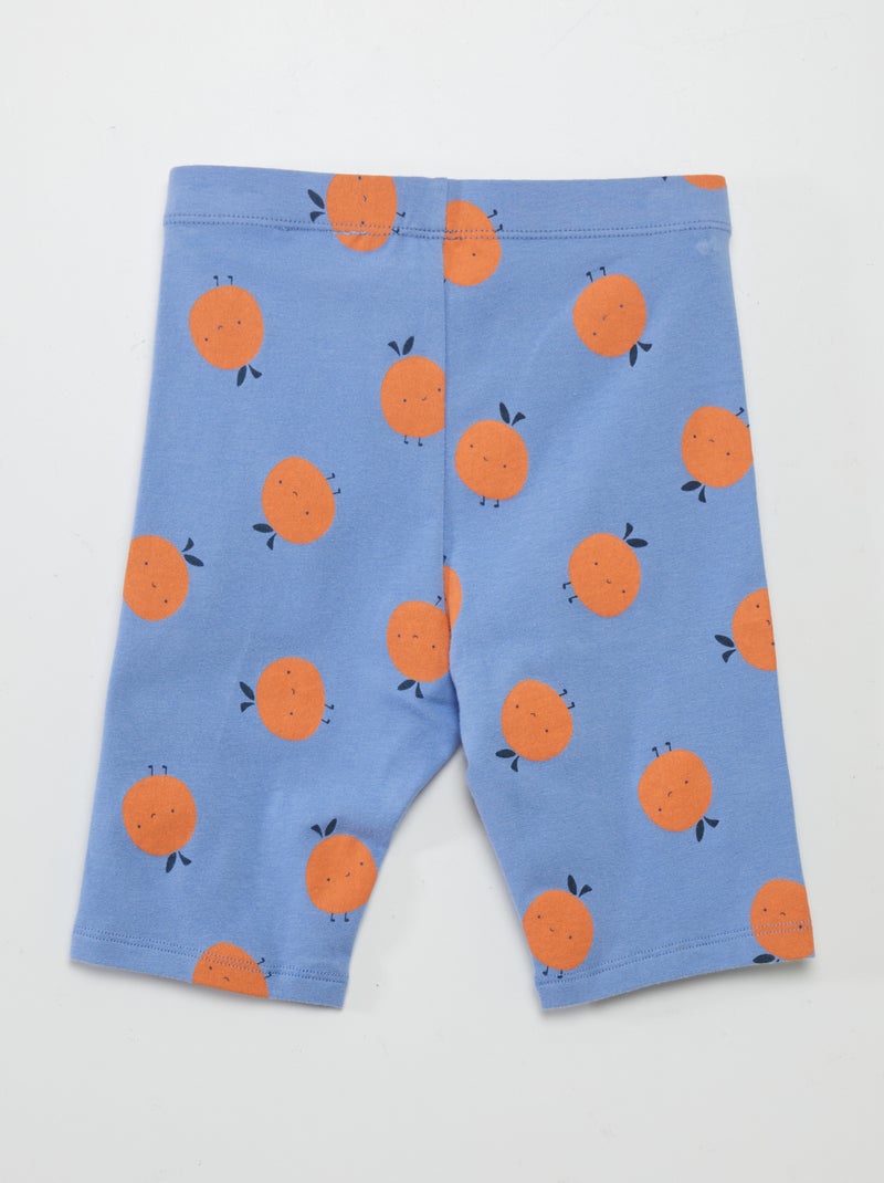Calções tipo ciclista em algodão elástico estampado AZUL - Kiabi
